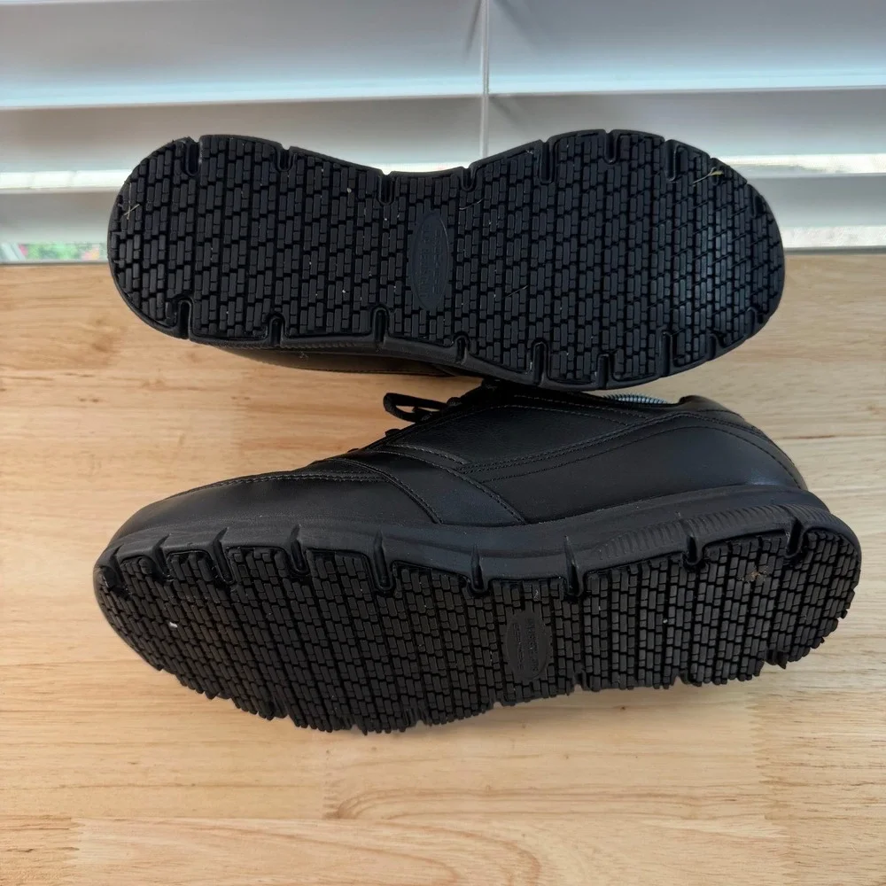 Skechers Nampa-Wyola Work Boots Men's Black Leather Lace Up Slip Resistant - 9